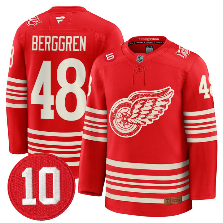Jonatan Berggren Jersey #48 Detroit Red Wings #10 Alex Delvecchio Honoring Stitched by Hockey David