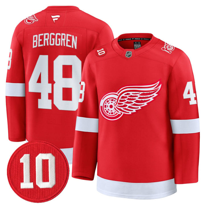 Jonatan Berggren Jersey #48 Detroit Red Wings #10 Alex Delvecchio Honoring Stitched by Hockey David