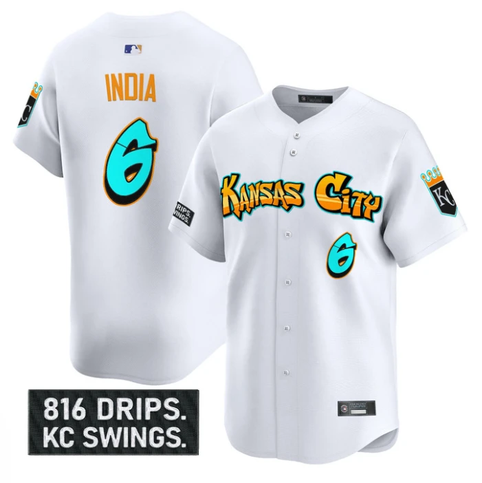 Jonathan India Jersey #6 Kansas City Royals Graffiti Crown Drop Stitched White by My Store