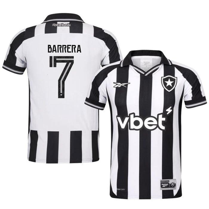 Jordan Barrera #7 Botafogo 2025-26 Home Jersey – Black White by Soccer Jersey