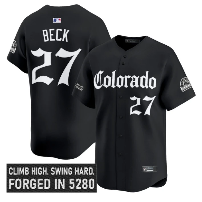 Jordan Beck Jersey #27 Colorado Rockies Gothic Mile High Shadows Edition Black by My Store