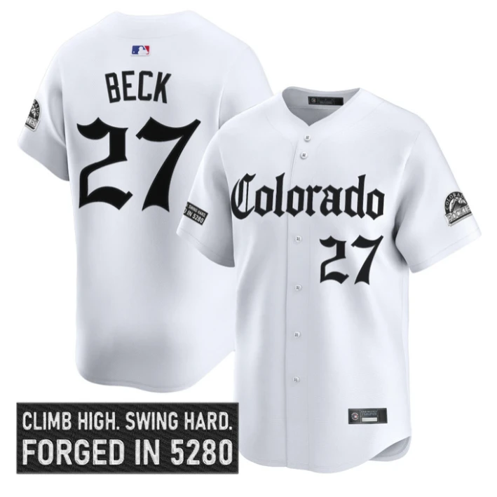 Jordan Beck Jersey #27 Colorado Rockies Gothic Mile High Shadows Edition White by My Store