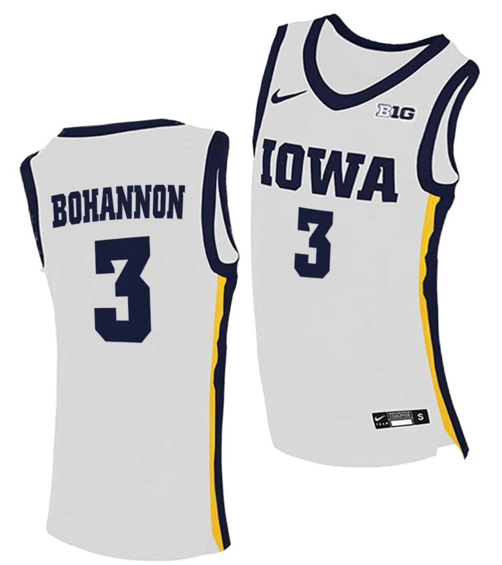 Jordan Bohannon Jersey Iowa Hawkeyes College Basketball White #3 by My store basketball