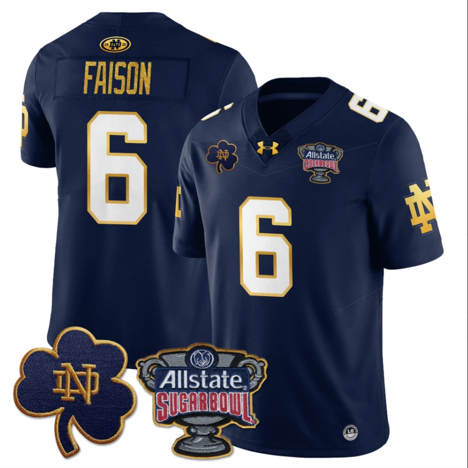 Jordan Faison Jersey #6 Notre Dame Fighting Irish Allstate Sugar Bowl Navy by My Store