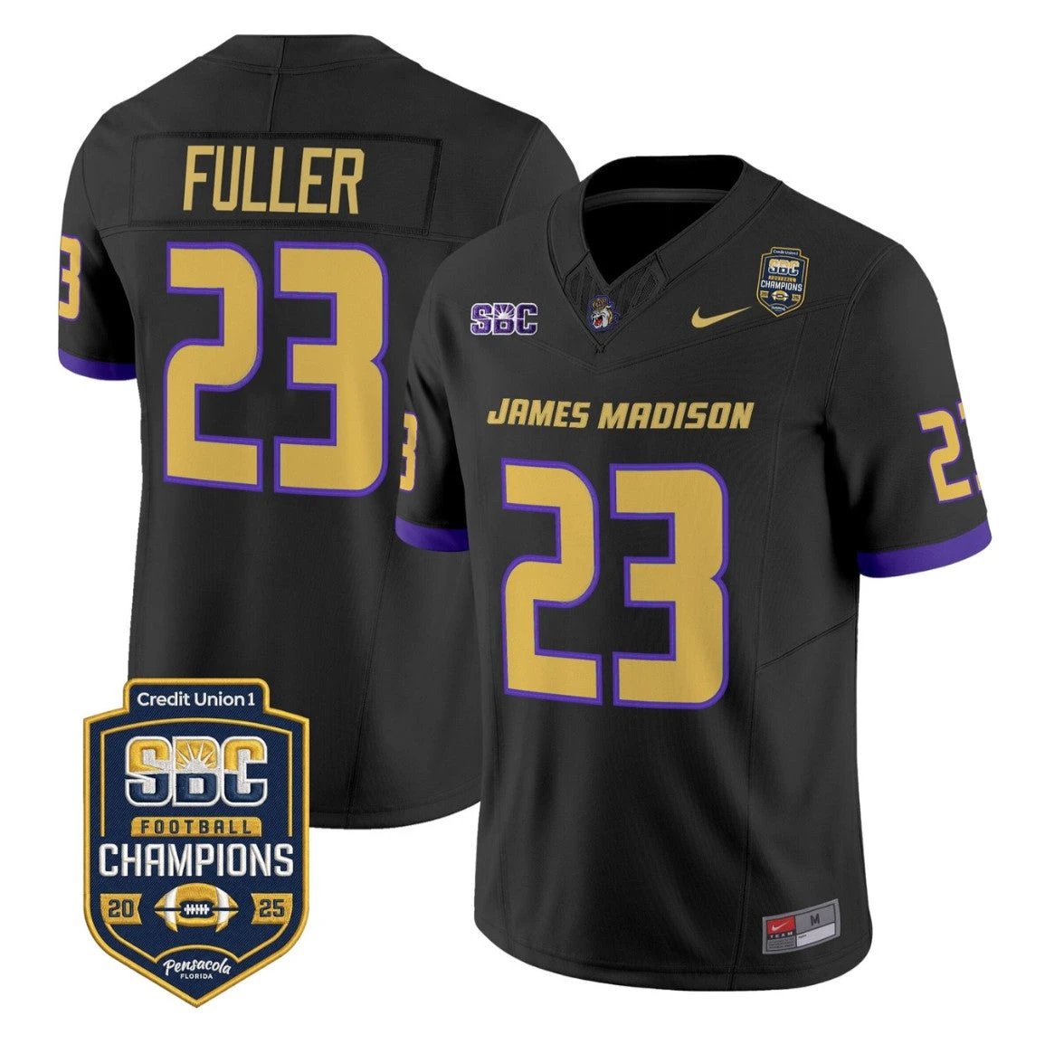 Jordan Fuller Jersey #23 James Madison Dukes 2025 SBC Champions Stitched Black by NCAA Football Jersey