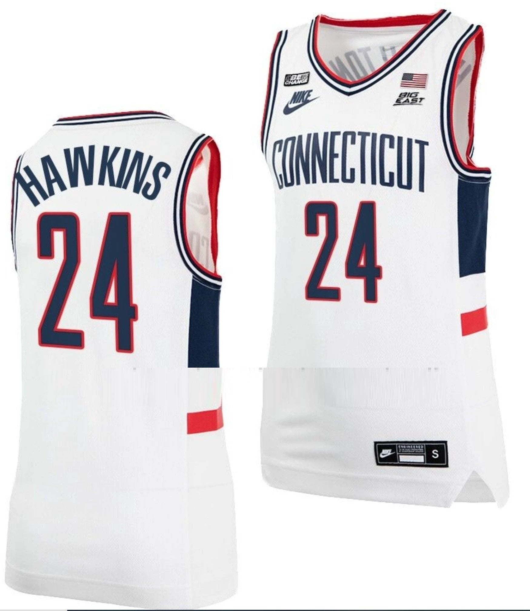 Jordan Hawkins Jersey UConn Huskies College Basketball Alumni White #24 by My store basketball