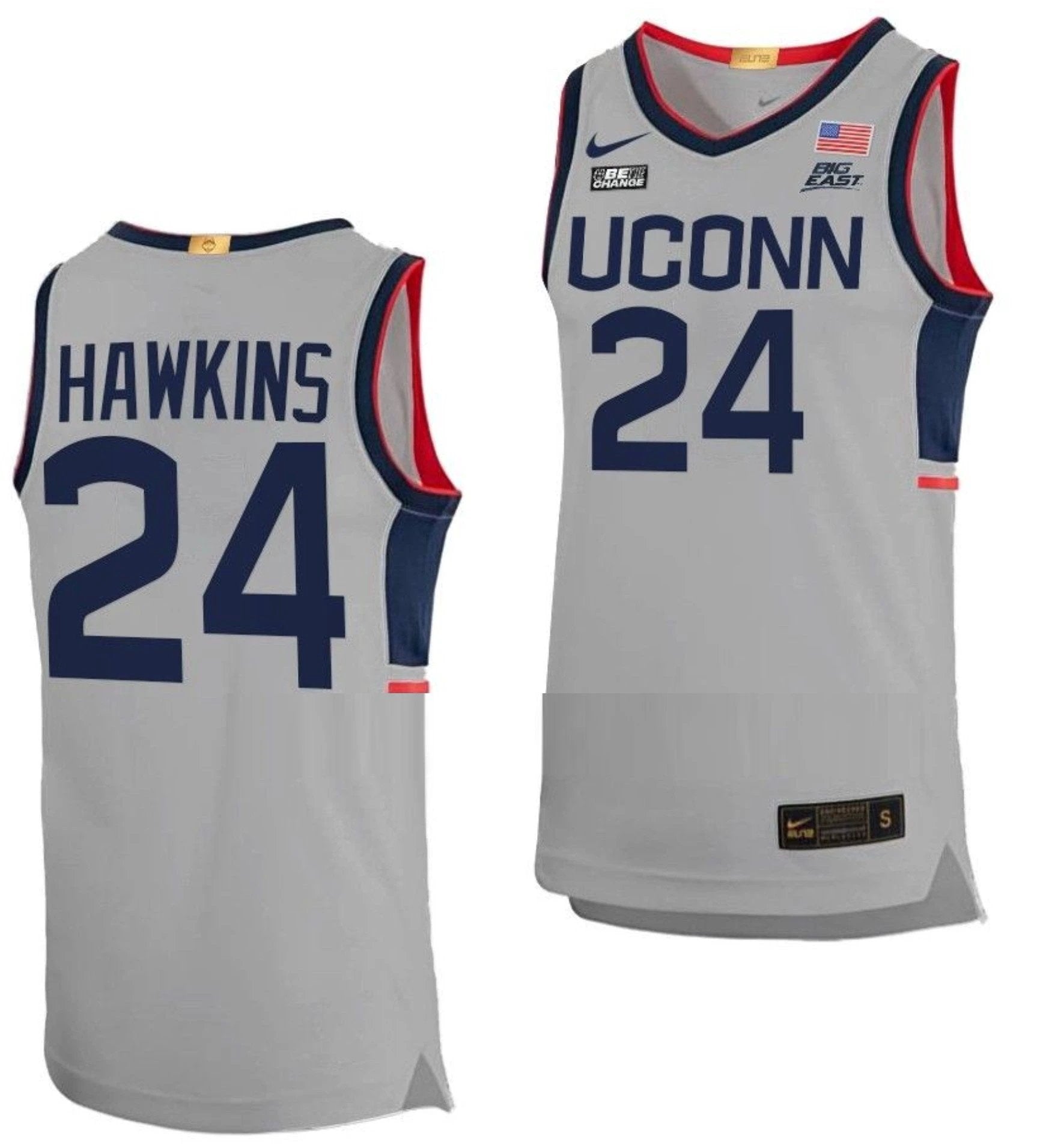 Jordan Hawkins Jersey UConn Huskies College Basketball Limited Gray #24 by My store basketball
