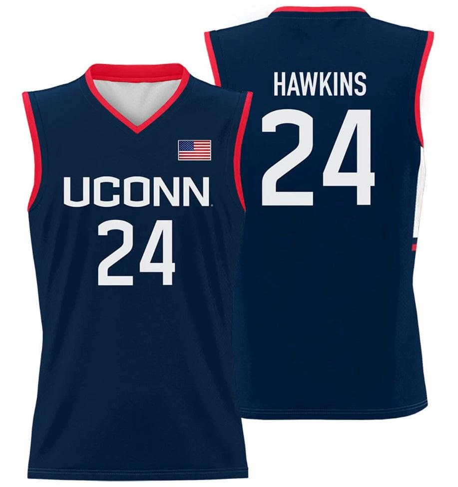 Jordan Hawkins Jersey UConn Huskies College Basketball No Name Navy #24 by My store basketball