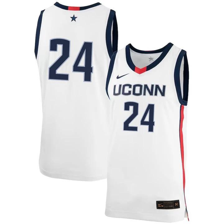Jordan Hawkins Jersey UConn Huskies College Basketball No Name White #24 by My store basketball