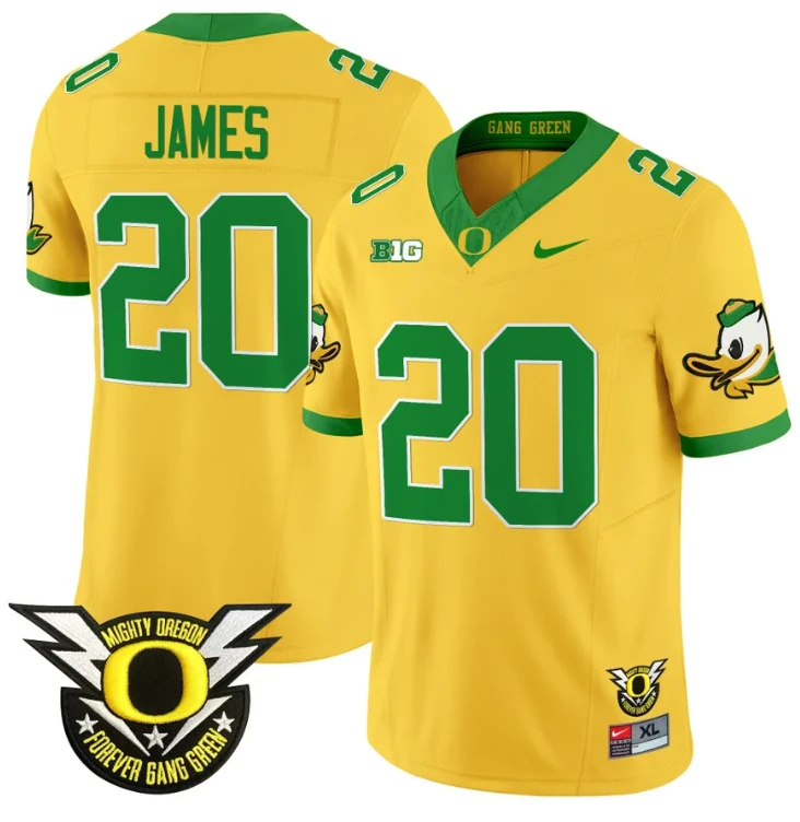 Jordan James Jersey #20 Oregon Duck Forever Gang Green Football Gold by My Store