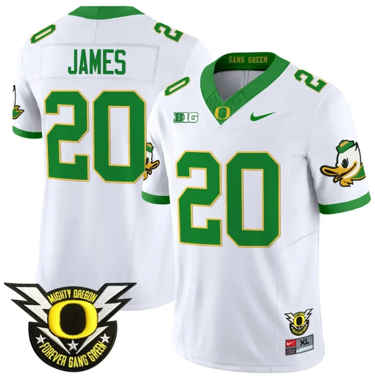 Jordan James Jersey #20 Oregon Duck Forever Gang Green Football White by My Store