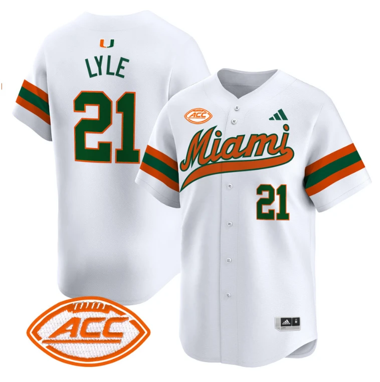 Jordan Lyle Jersey #21 Miami Hurricanes 2024 Baseball V2 Green Alternate by My Store
