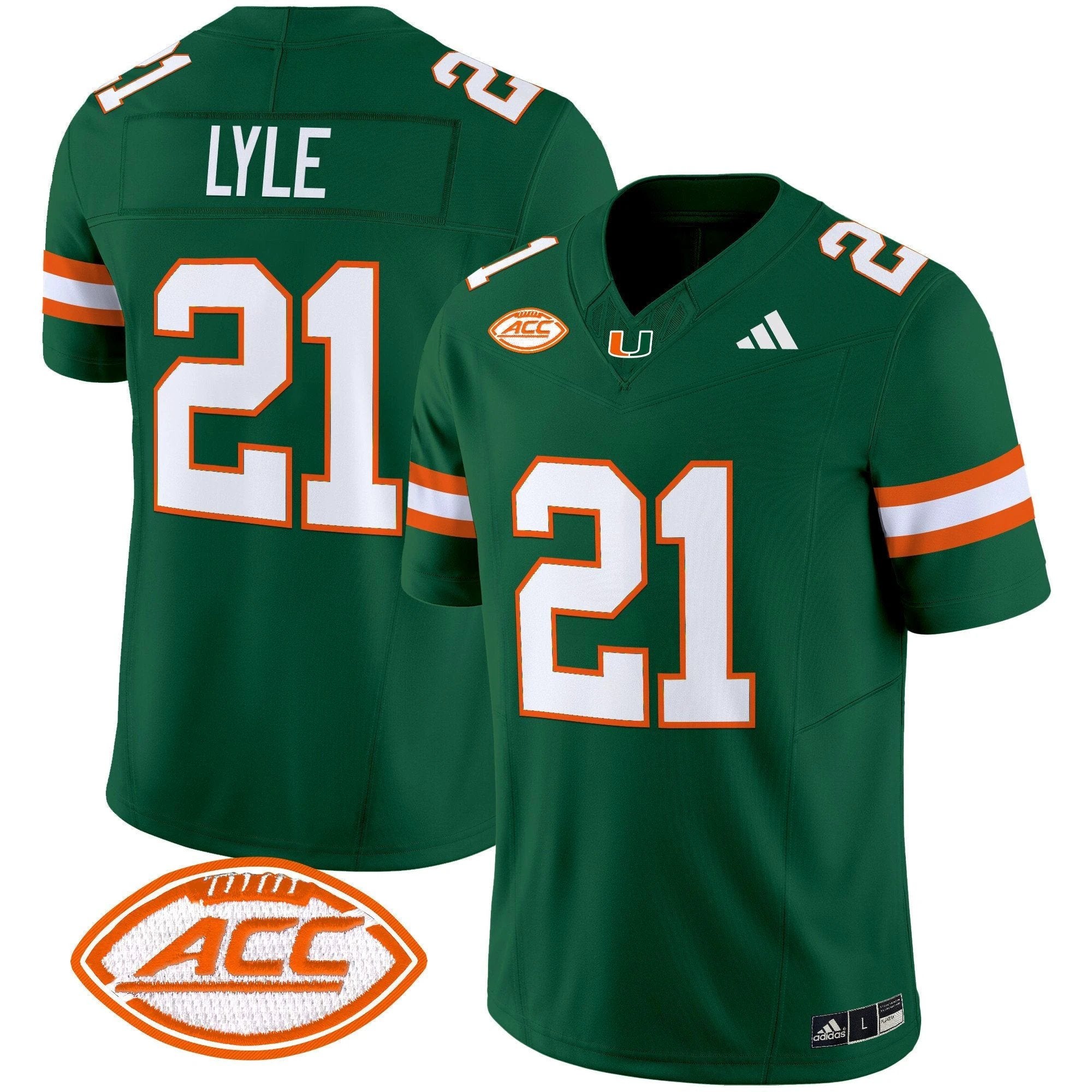 Jordan Lyle Jersey #21 Miami Hurricanes 2025 Limited Stitched Green by NCAA Football Jersey