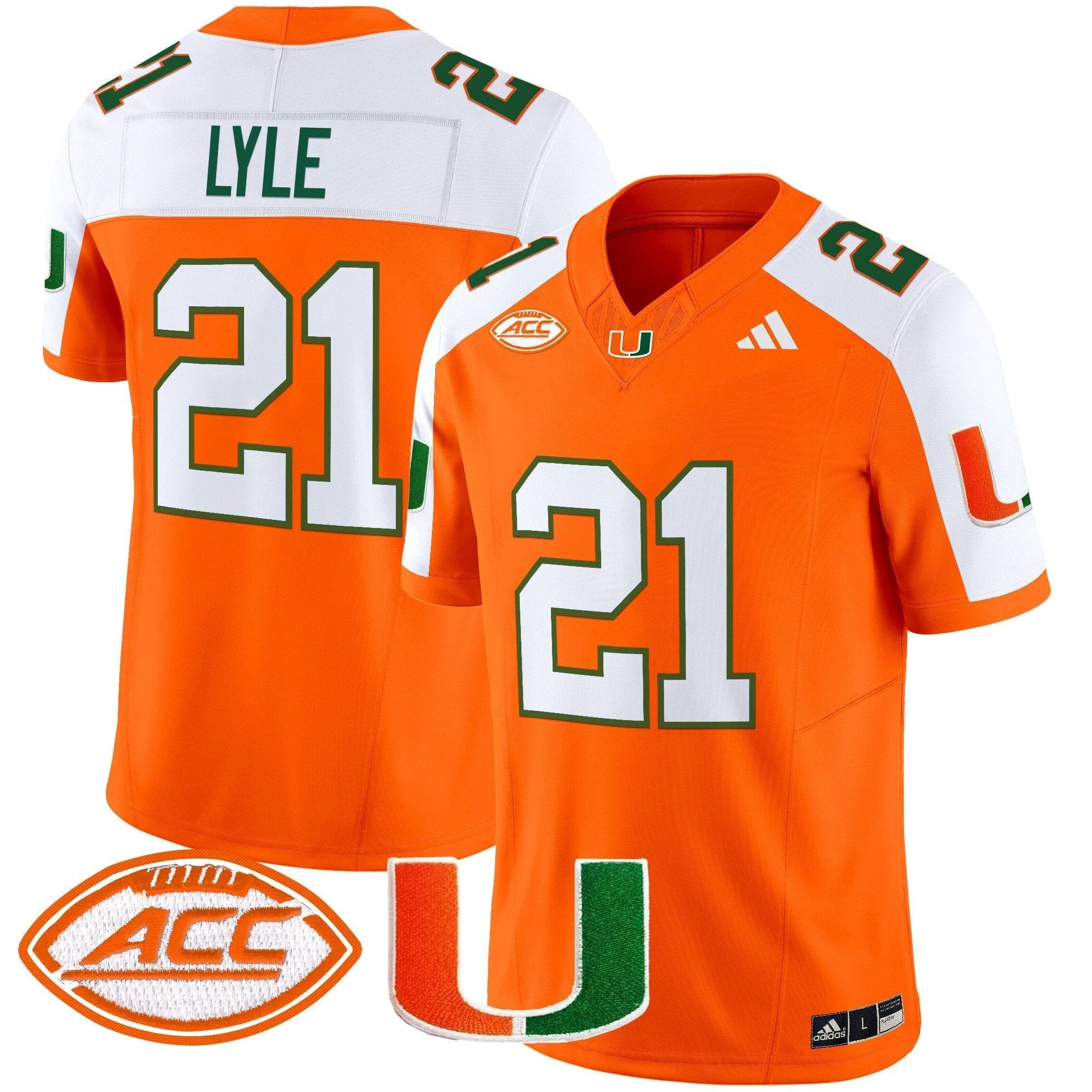 Jordan Lyle Jersey #21 Miami Hurricanes 2025 Limited Stitched Orange Alternate by NCAA Football Jersey