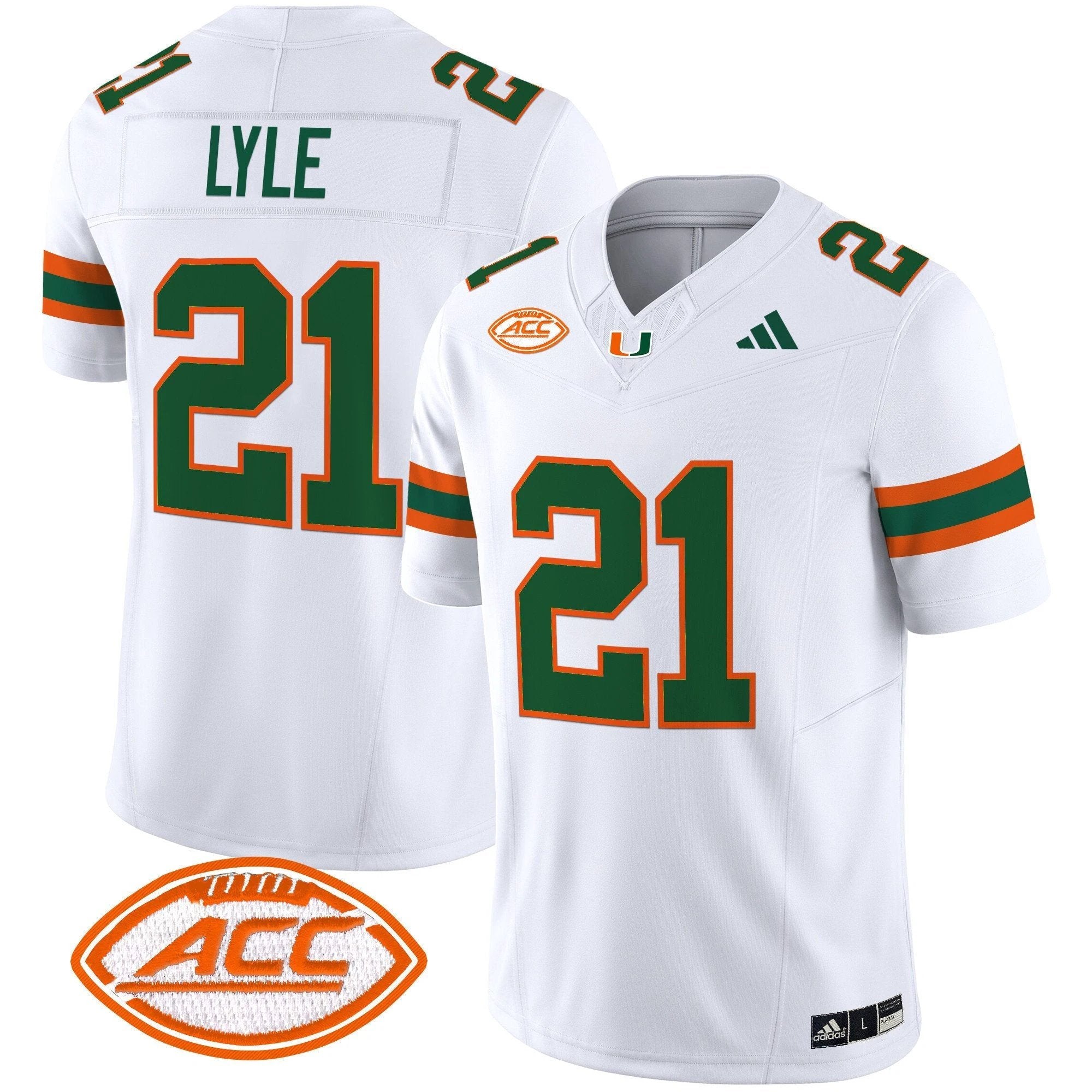 Jordan Lyle Jersey #21 Miami Hurricanes 2025 Limited Stitched White by NCAA Football Jersey