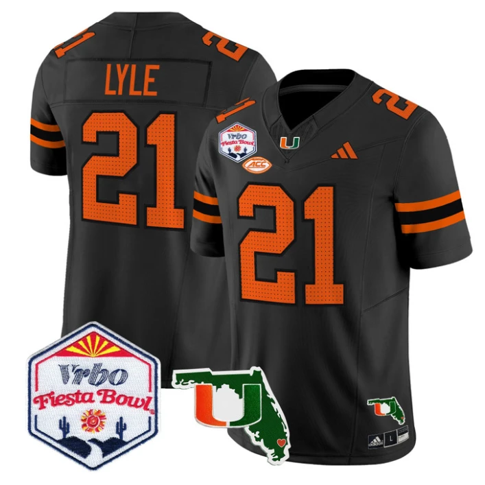 Jordan Lyle Jersey #21 Miami Hurricanes 2026 Fiesta Bowl Florida Black by My Store NCAA Football Jerseys