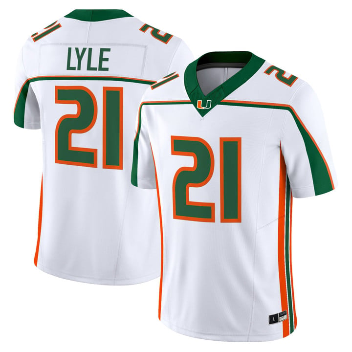 Jordan Lyle Jersey #21 Miami Hurricanes Throwback 2025 Vapor Limited Stitched by My Store NCAA Football Jerseys