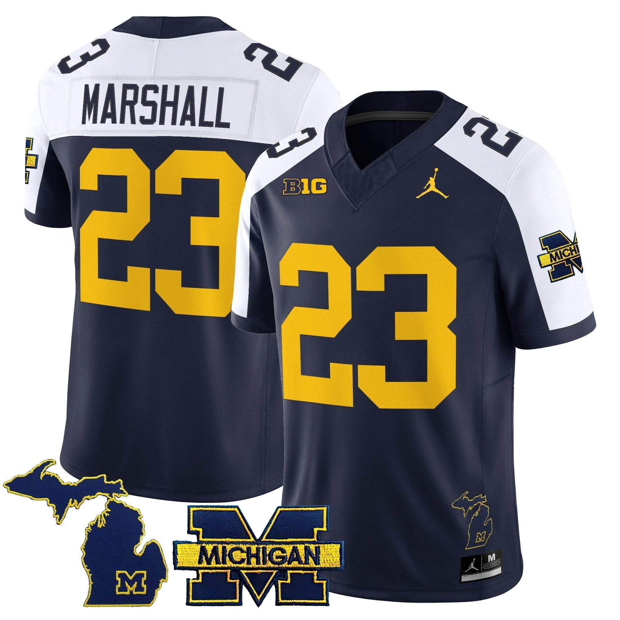 Jordan Marshall Jersey #23 Michigan Wolverines 2025 Stitched Navy Alternatea by NCAA Football Jersey