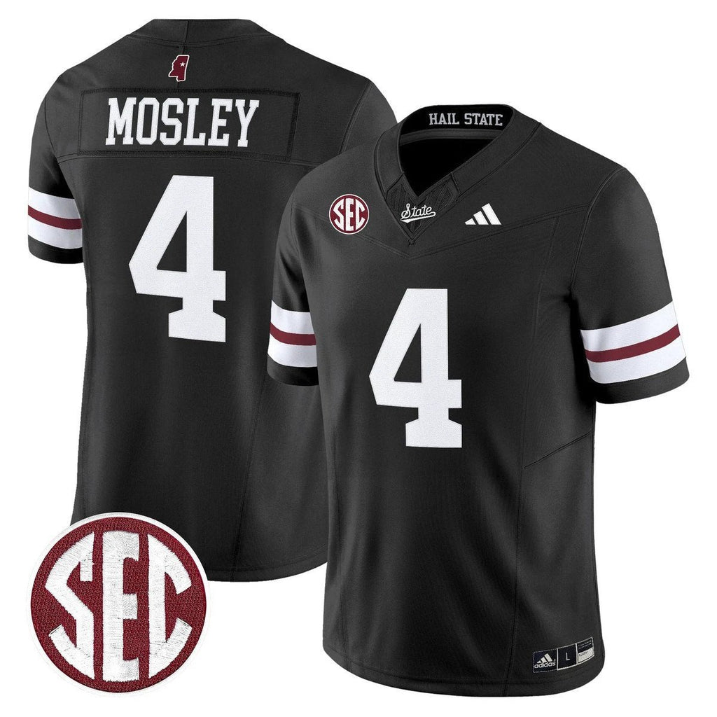 Jordan Mosley Jersey #4 Mississippi State Bulldogs Dark Mode Stitched Black by My Store NCAA Football Jerseys