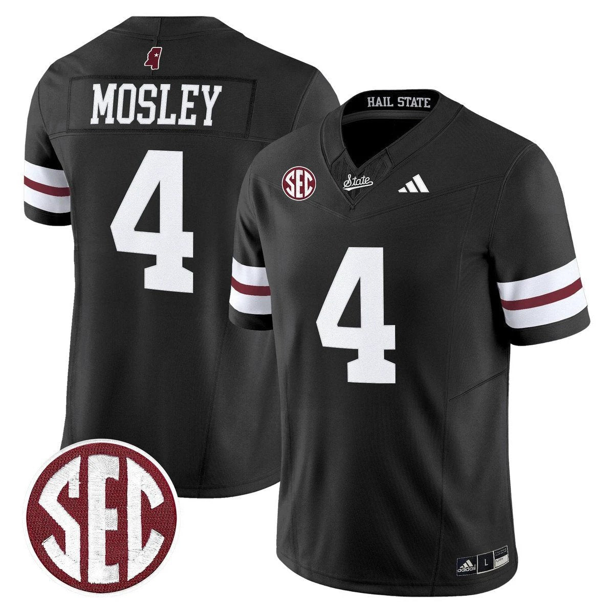 Jordan Mosley Jersey #4 Mississippi State Bulldogs Dark Mode Stitched Black by My Store NCAA Football Jerseys