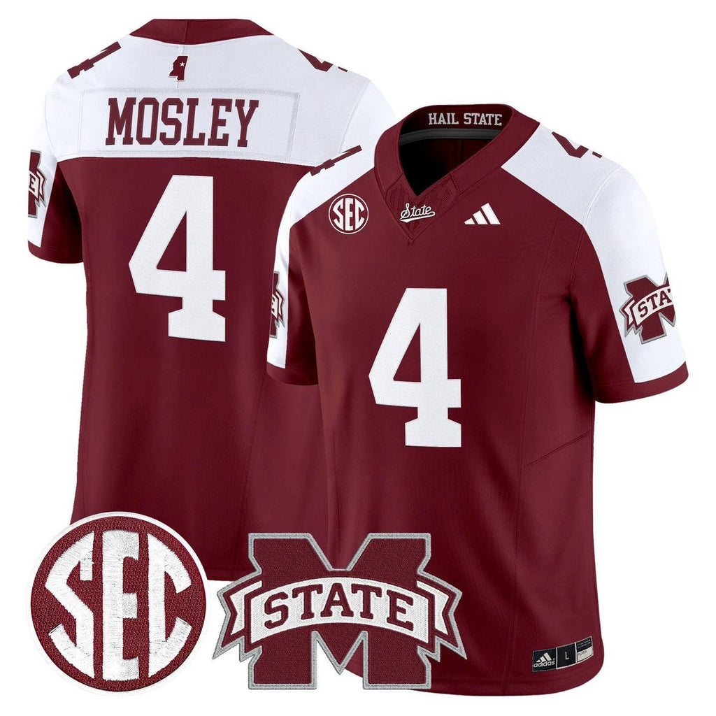Jordan Mosley Jersey #4 Mississippi State Bulldogs Dark Mode Stitched Maroon Alter by My Store NCAA Football Jerseys