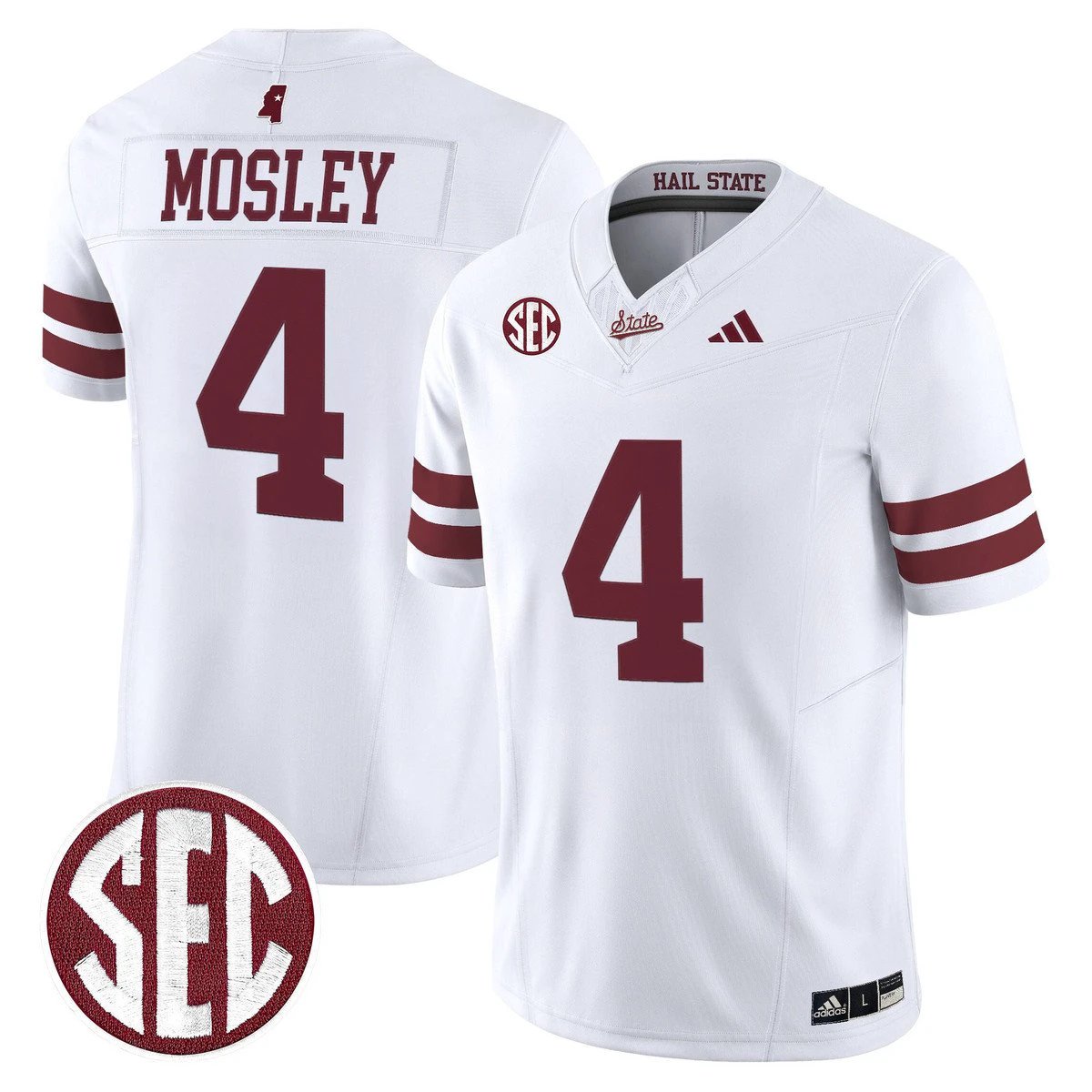 Jordan Mosley Jersey #4 Mississippi State Bulldogs Dark Mode Stitched White by My Store NCAA Football Jerseys