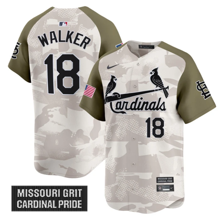 Jordan Walker Jersey #18 St. Louis Cardinals 2025 Armed Forces Day Vapor Stitched Alternate by My Store