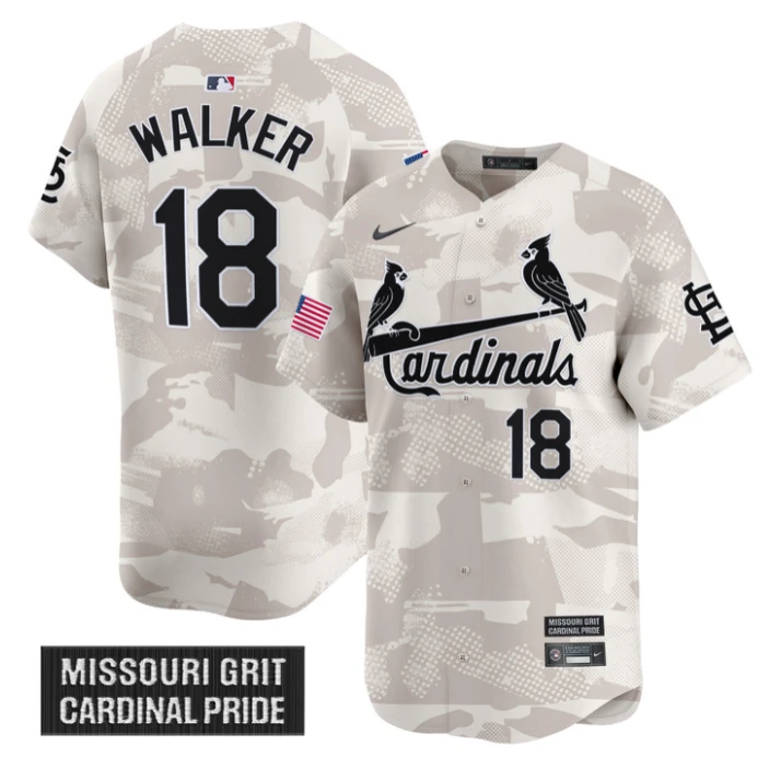 Jordan Walker Jersey #18 St. Louis Cardinals 2025 Armed Forces Day Vapor Stitched Camo by My Store