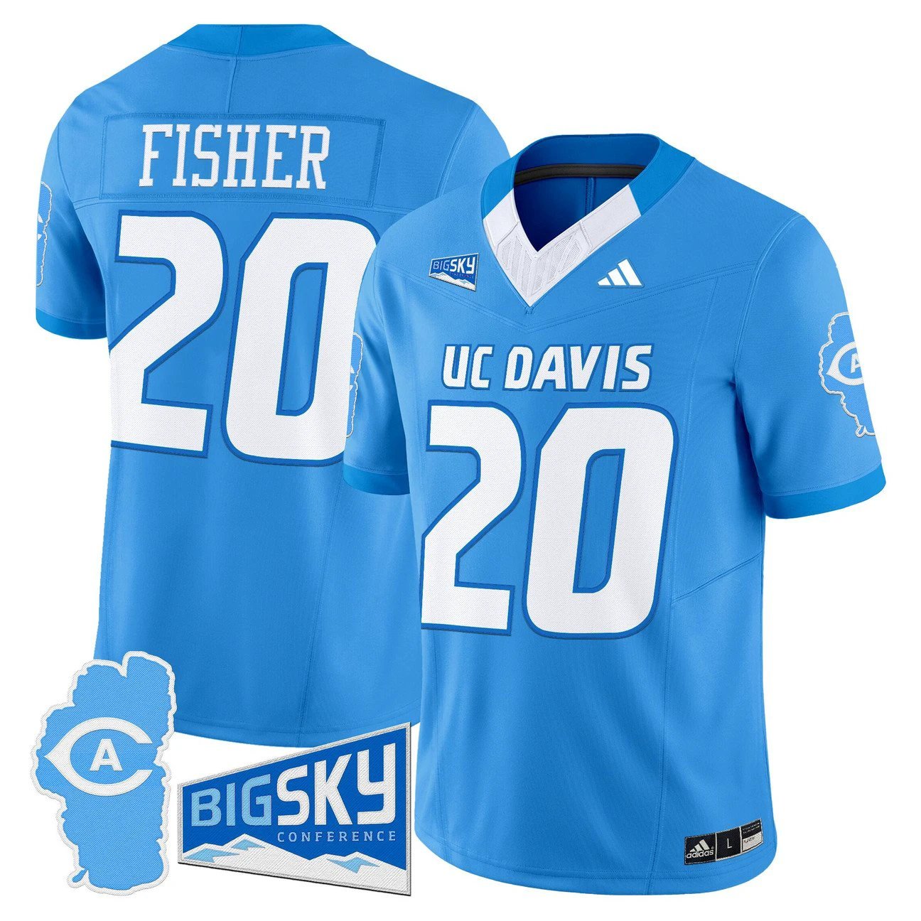 Jordan Fisher Jersey #20 UC Davis Aggies 2025 Lake Tahoe Patch Stitched by My Store NCAA Football Jerseys