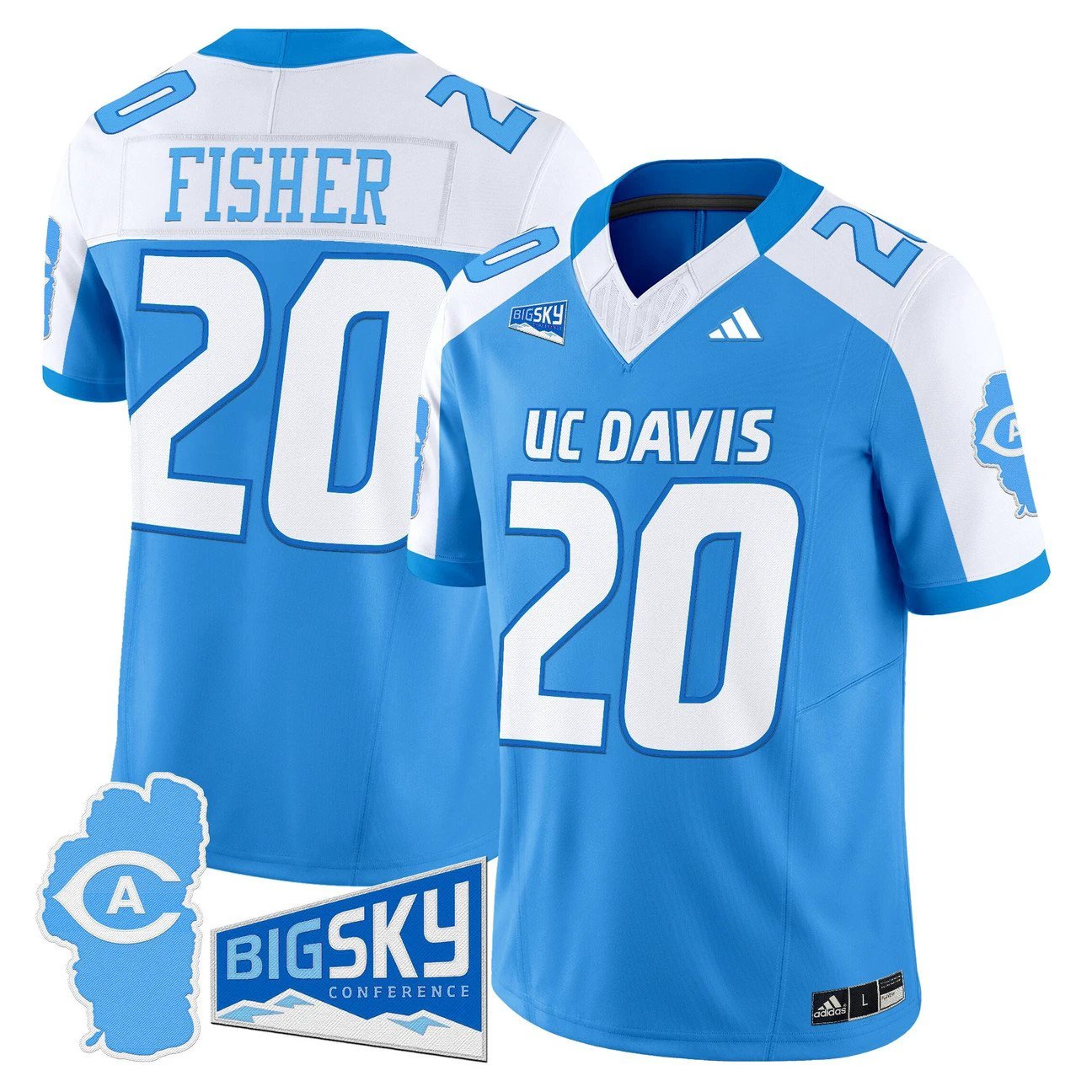 Jordan Fisher Jersey #20 UC Davis Aggies 2025 Lake Tahoe Patch Stitched by My Store NCAA Football Jerseys