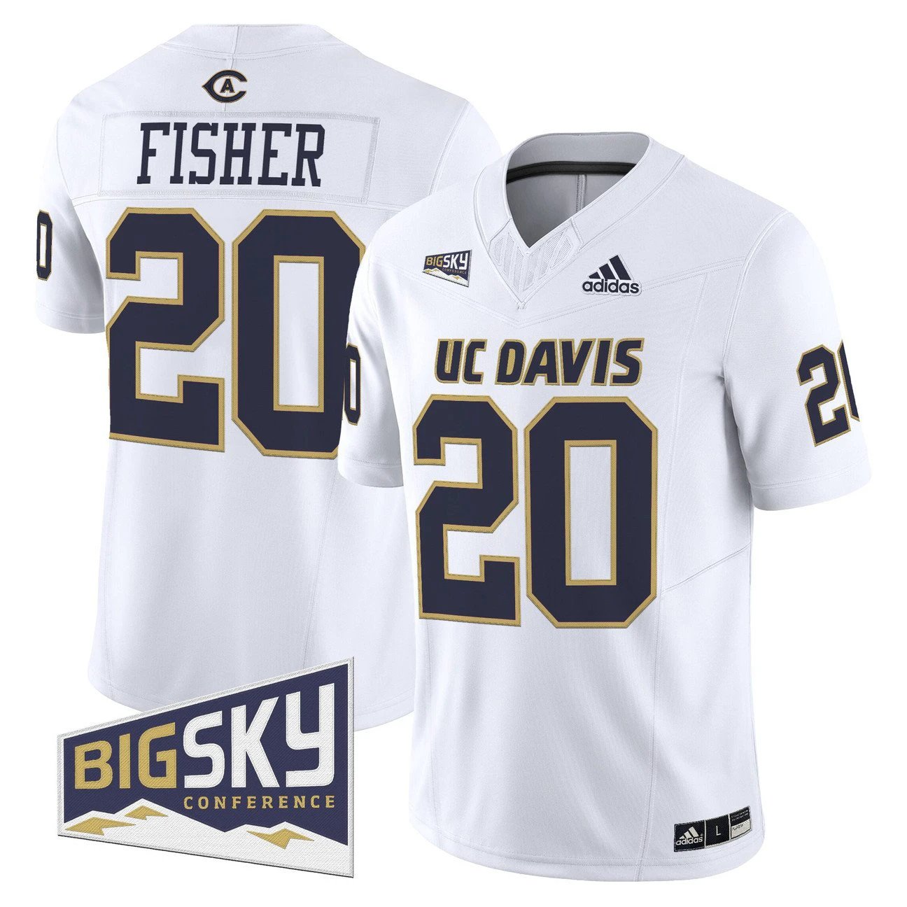Jordan Fisher Jersey #20 UC Davis Aggies 2025 Lake Tahoe Patch Stitched by My Store NCAA Football Jerseys