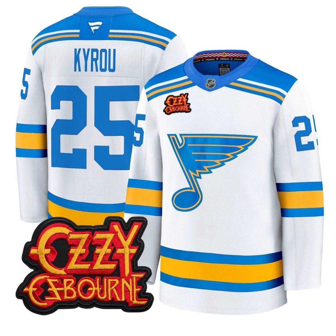 Jordan Kyrou Jersey #25 St. Louis Blues Ozzy Osbourne Patch Stitched by Hockey David