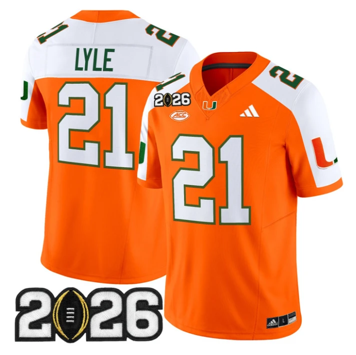Jordan Lyle Jersey #21 Miami Hurricanes 2026 CFP Final Stitched Black by My Store NCAA Football Jerseys