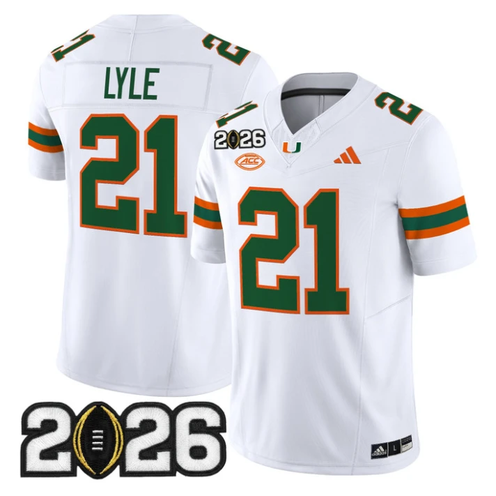 Jordan Lyle Jersey #21 Miami Hurricanes 2026 CFP Final Stitched Black by My Store NCAA Football Jerseys