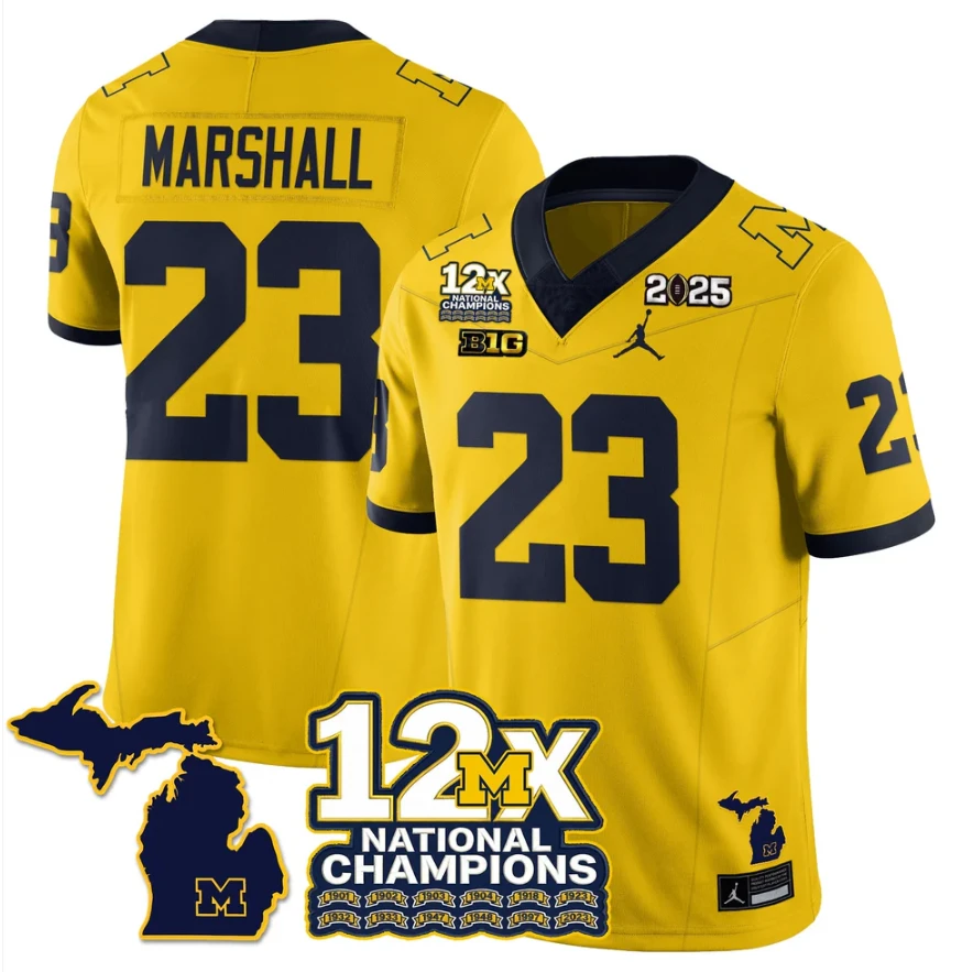 Jordan Marshall Jersey #23 Michigan Wolverines 12x-Time National Champions by My Store NCAA Football Jerseys