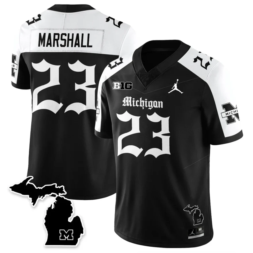 Jordan Marshall Jersey #23 Michigan Wolverines Gothic Vapor Stitched by My Store NCAA Football Jerseys