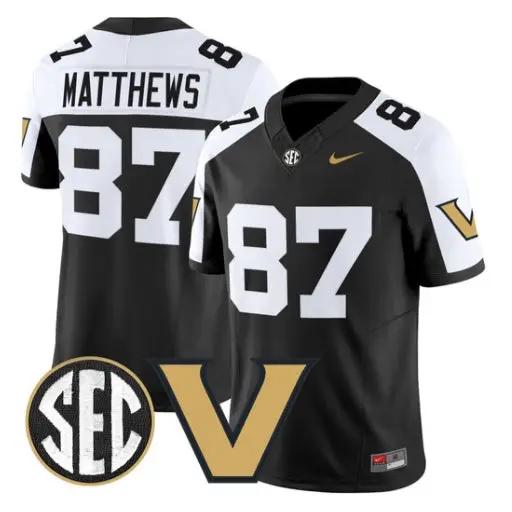Jordan Matthews Jersey #87 Vanderbilt Commodores 2026 Vapor Stitched by My Store NCAA Football Jerseys
