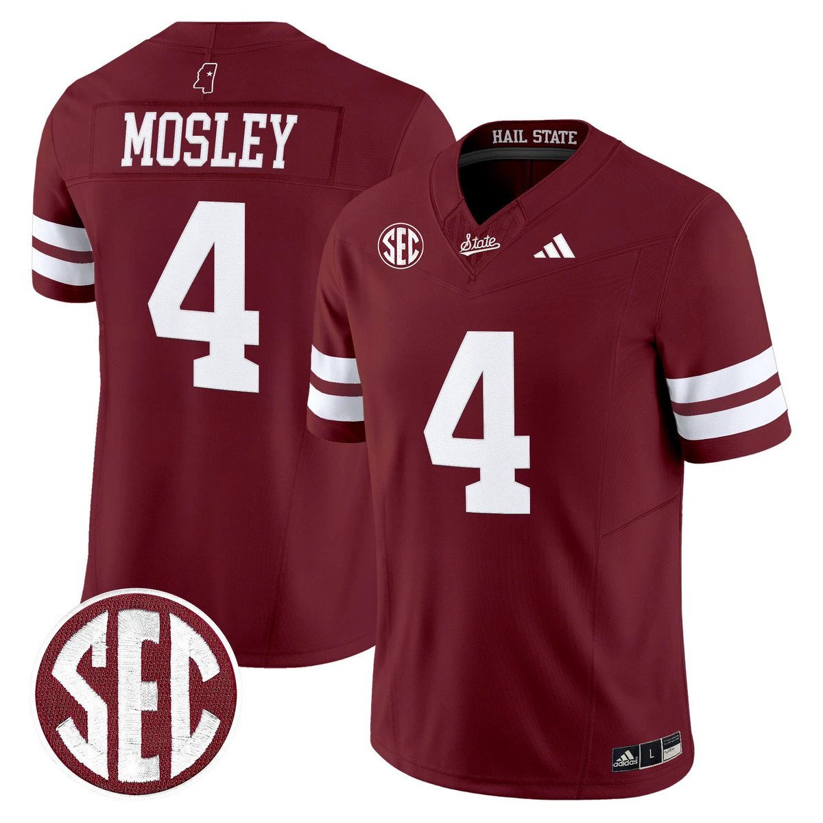 Jordan Mosley Jersey #4 Mississippi State Bulldogs Dark Mode Stitched by My Store NCAA Football Jerseys