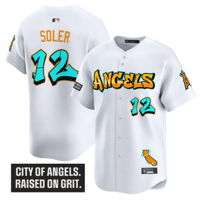 Jorge Soler Jersey #12 Los Angeles Angels Graffiti Halo Drop Edition White by My Store