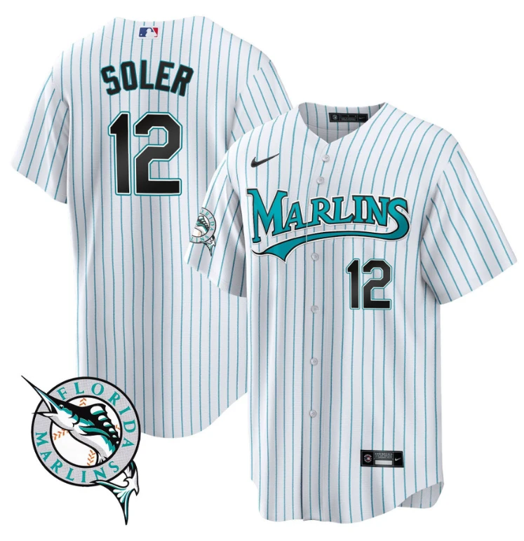 Jorge Soler Jersey #12 Miami Marlins Throwback Cool Base All Stitched by My Store