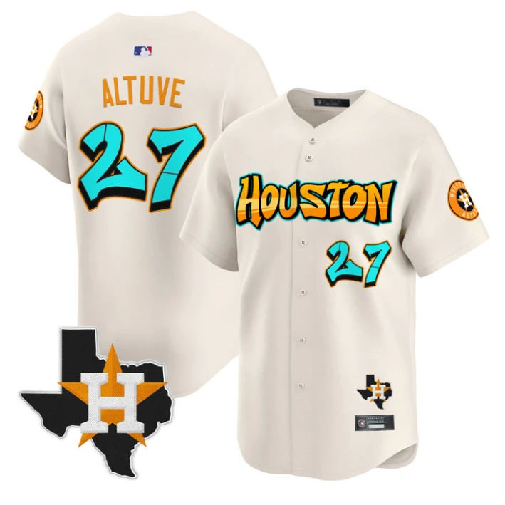 Orbit Jersey #0 Houston Astros Graffiti H-Town Edition Stitched Cream by My Store