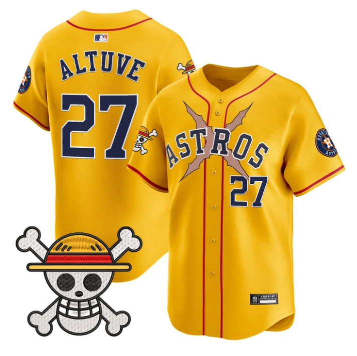 José Altuve Jersey #27 Houston Astros One Piece 2025 Limited Stitched Gold by My Store