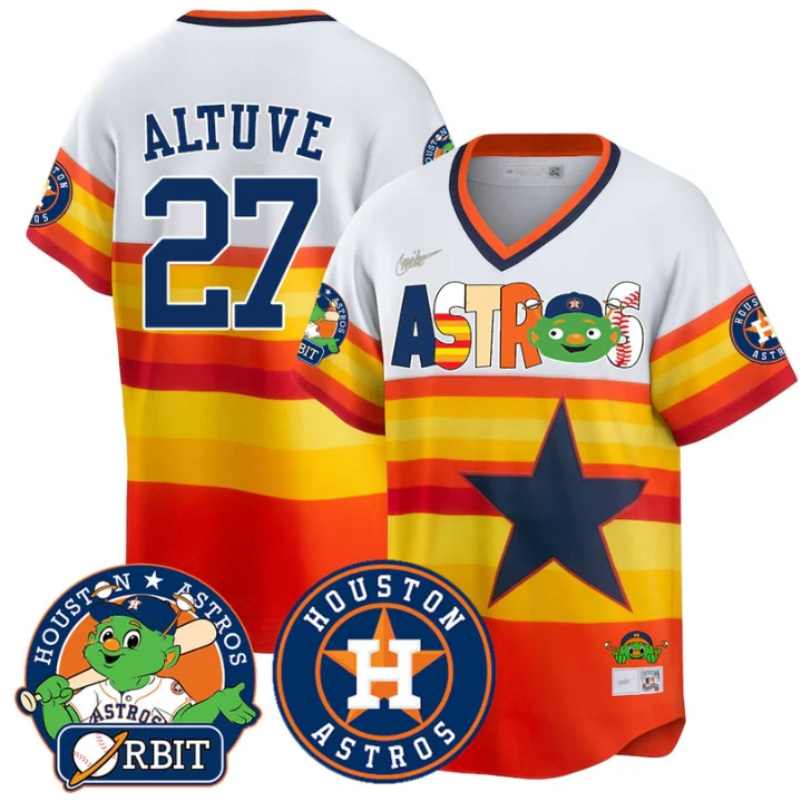 José Altuve Jersey #27 Houston Astros Orbit Vapor Premier Limited Stitched Cooperstown by My Store