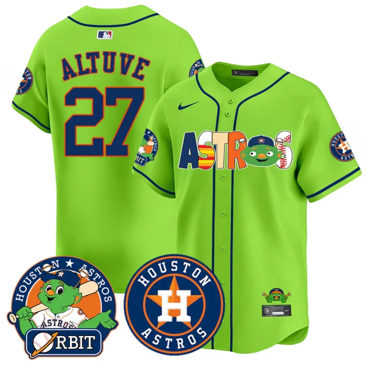 José Altuve Jersey #27 Houston Astros Orbit Vapor Premier Limited Stitched Green by My Store