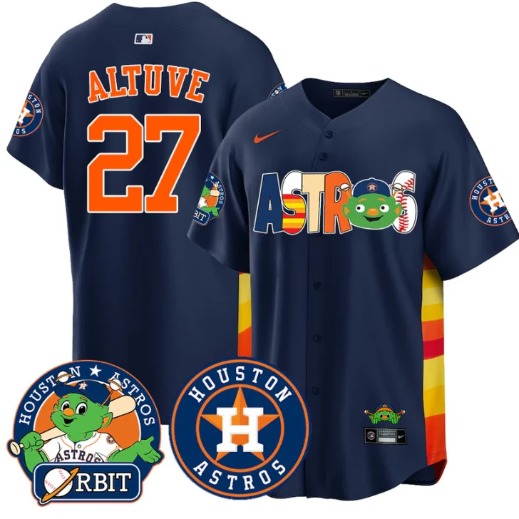 José Altuve Jersey #27 Houston Astros Orbit Vapor Premier Limited Stitched Navy by My Store