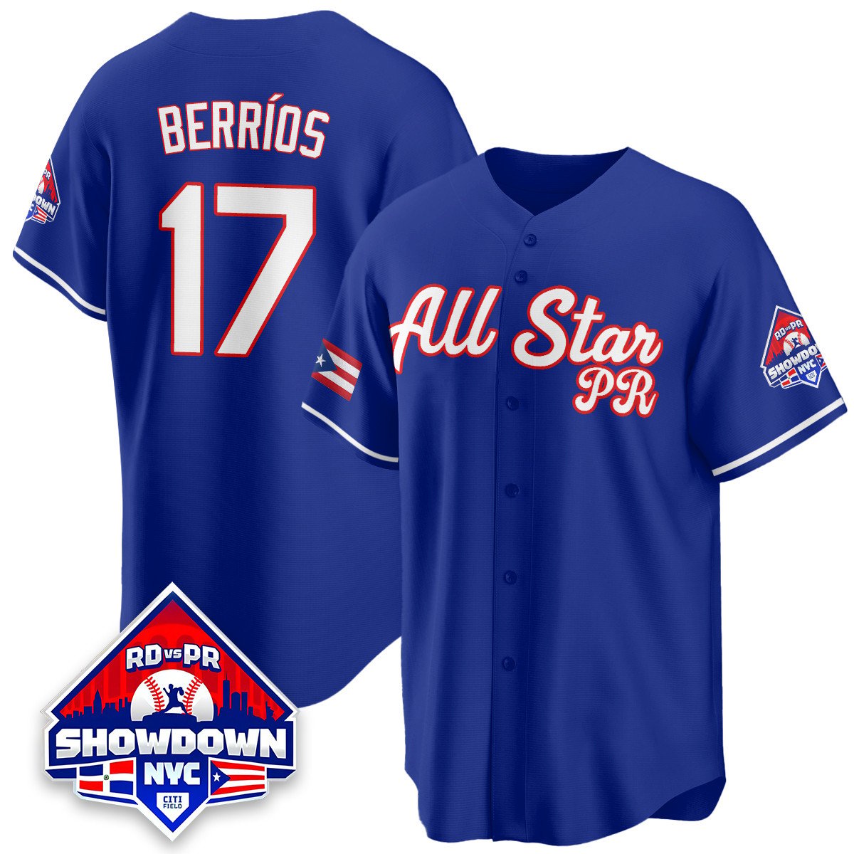 José Berríos Jersey #17 Puerto Rican Baseball All-Star 2025 Stitched Blue by My Store