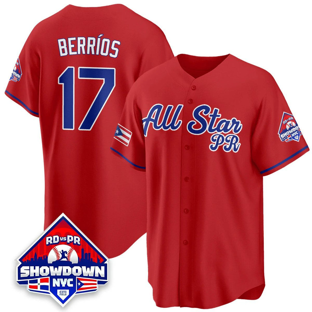 José Berríos Jersey #17 Puerto Rican Baseball All-Star 2025 Stitched Red by My Store