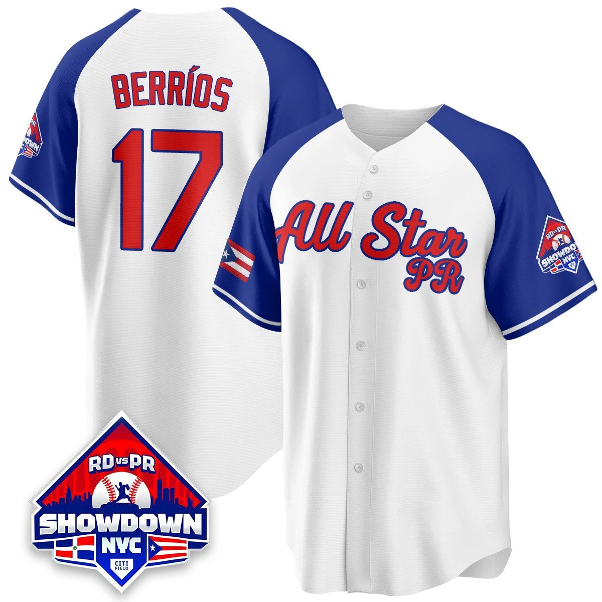 José Berríos Jersey #17 Puerto Rican Baseball All-Star 2025 Stitched White Alter by My Store