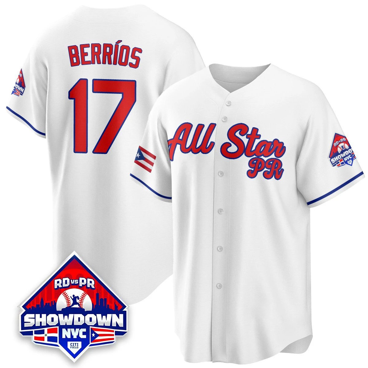 José Berríos Jersey #17 Puerto Rican Baseball All-Star 2025 Stitched White by My Store