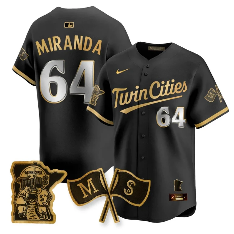 Jose Miranda Jersey #64 Minnesota Twins Alternate Limited Stitched Black Gold by My Store